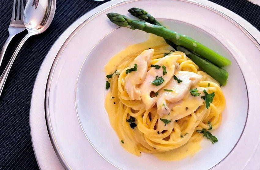 Cream garlic abalone pasta
