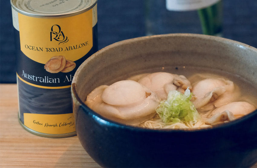 Abalone and chicken soup with Chinese noodles