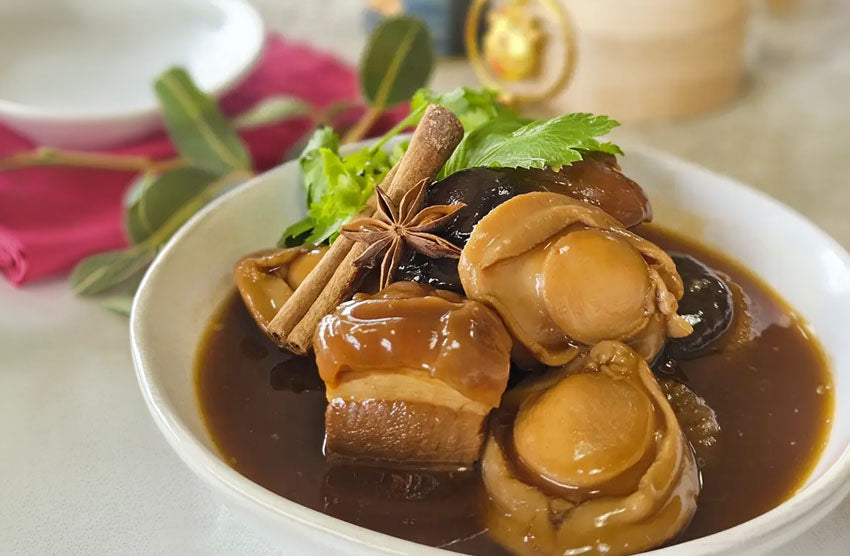 Braised Abalone with Daikon, Shiitake Mushroom & Pork Belly