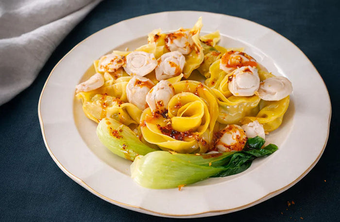 Abalone Wonton with Chilli Oil & Pak Choy