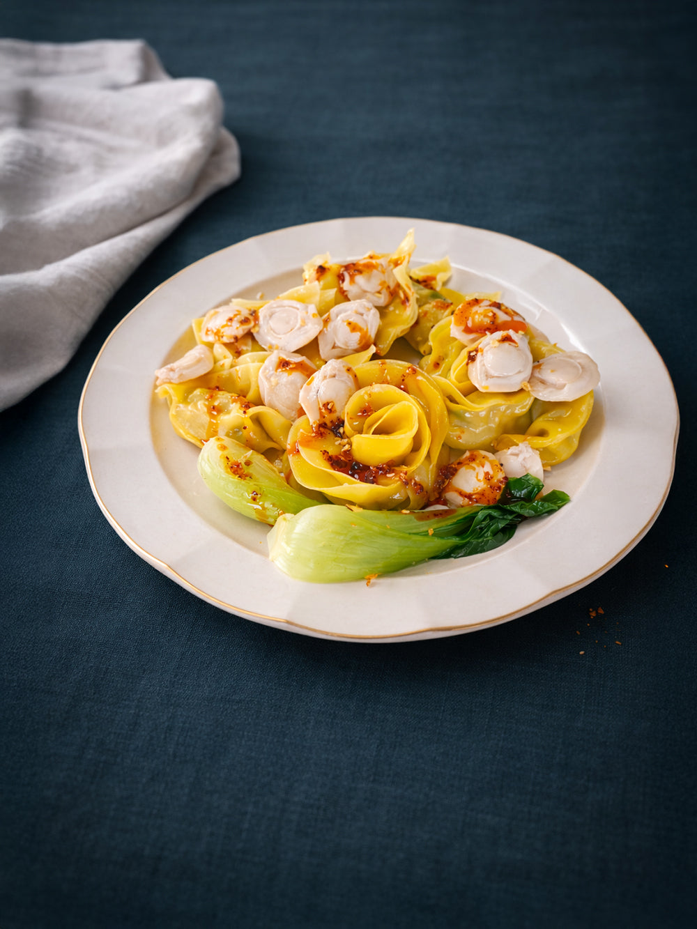 Abalone Wonton with Pak Choy & Chilli Oil