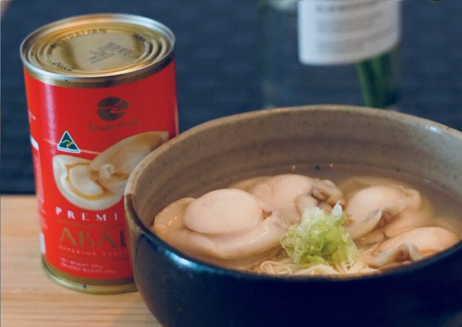 Abalone and chicken soup with Chinese noodles